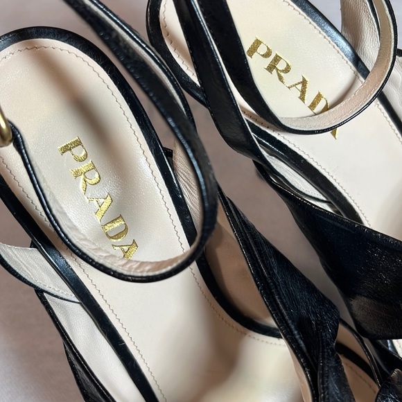 SOLDβ¨Pradaβ¨ NEW Calzature Donna Vit. Shine Lambskin Leather Heels EU Size 38.5 - Picture 8 of 17